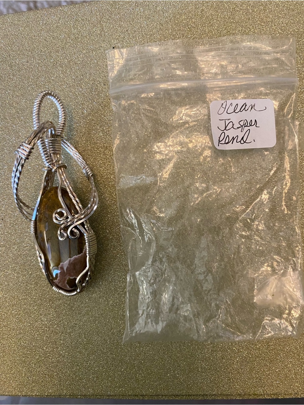Ocean Jasper Pendant wrapped in .725